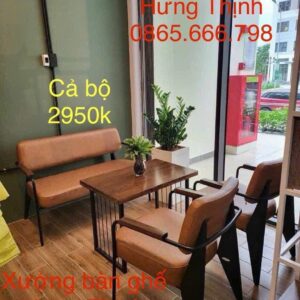 Sofa băng armchair da cam khung đen