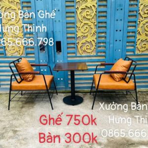 Armchair da cam khung sắt có gối tựa