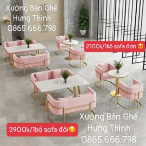 Sofa armchair khung mạ vàng bọc hồng