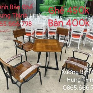 Bộ bàn ghế gỗ crossback tay vịn