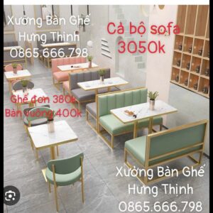 Sofa băng ghế bọc nệm pastel 3 màu