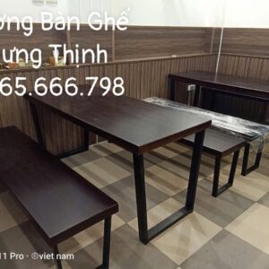 Băng ghế dài gỗ khung sắt