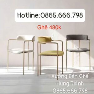 Ghế armchair khung mạ vàng bọc nhung