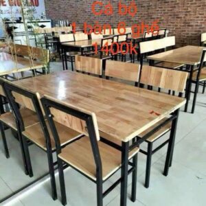 Bộ bàn ghế gỗ công nghiệp 1 bàn 6 ghế