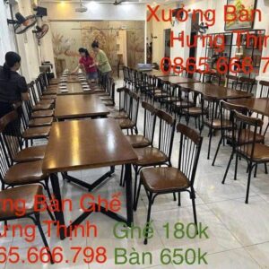 Bộ bàn ghế gỗ khung sắt phổ thông