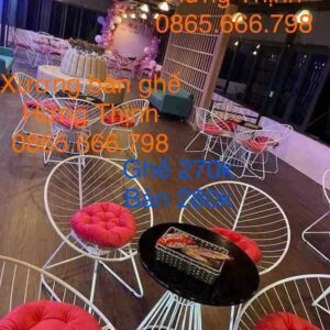 Bộ bàn ghế mây trắng nệm đỏ