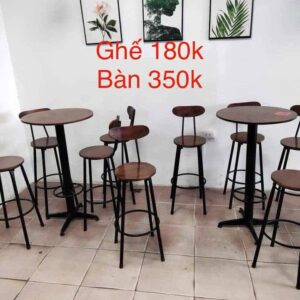 Bộ bàn ghế bar gỗ chân sắt