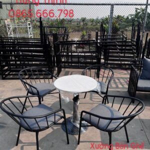 Bộ bàn ghế outdoor sắt đen tròn