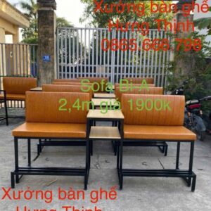 Sofa Bi-A bọc da cam 2.4m