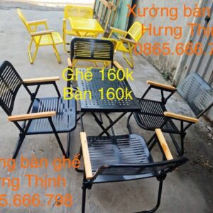 Bộ ghế xếp gấp gọn tay vịn gỗ