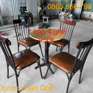 Bộ bàn ghế crossback tay vịn gỗ