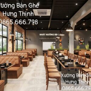 Bộ bàn nướng liền booth kiểu công nghiệp