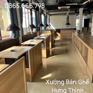 Bộ bàn nướng gỗ kiểu công nghiệp