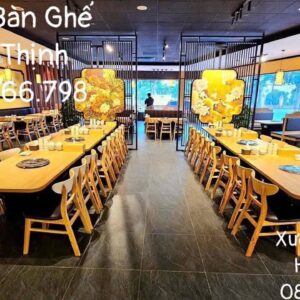Bộ bàn ghế lẩu gỗ phong cách Á Đông