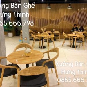 Bộ bàn ghế gỗ tay vịn nệm đen