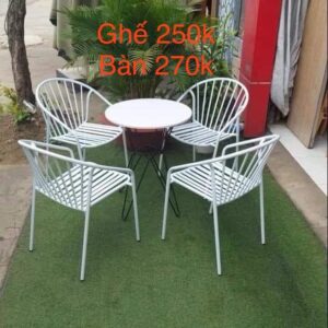 Bộ bàn ghế sắt trắng outdoor