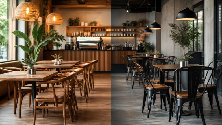 Nên chọn bàn ghế gỗ hay bàn ghế khung sắt cho quán cafe/nhà hàng?