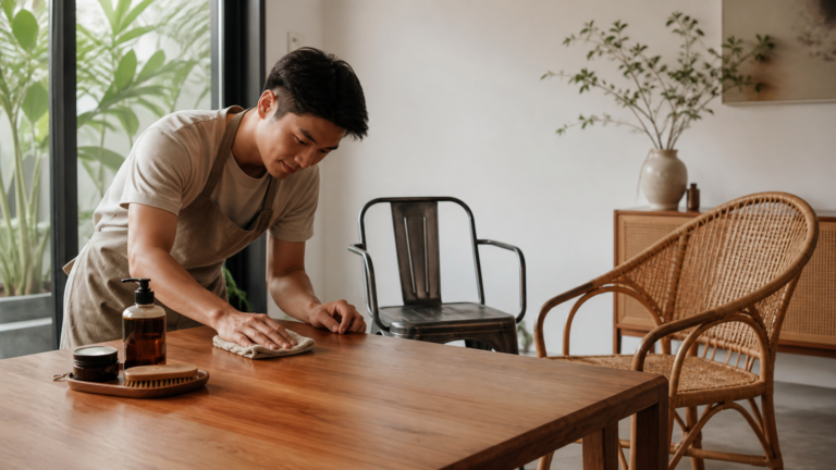 Bí quyết vệ sinh, bảo quản bàn ghế gỗ/sắt/mây bền đẹp theo thời gian
