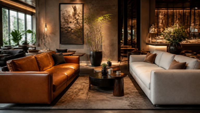 Sofa bọc da hay bọc nệm vải: nên chọn loại nào cho quán cafe cao cấp?